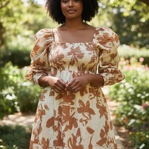 Baltic Born Brown and Cream Floral Dress